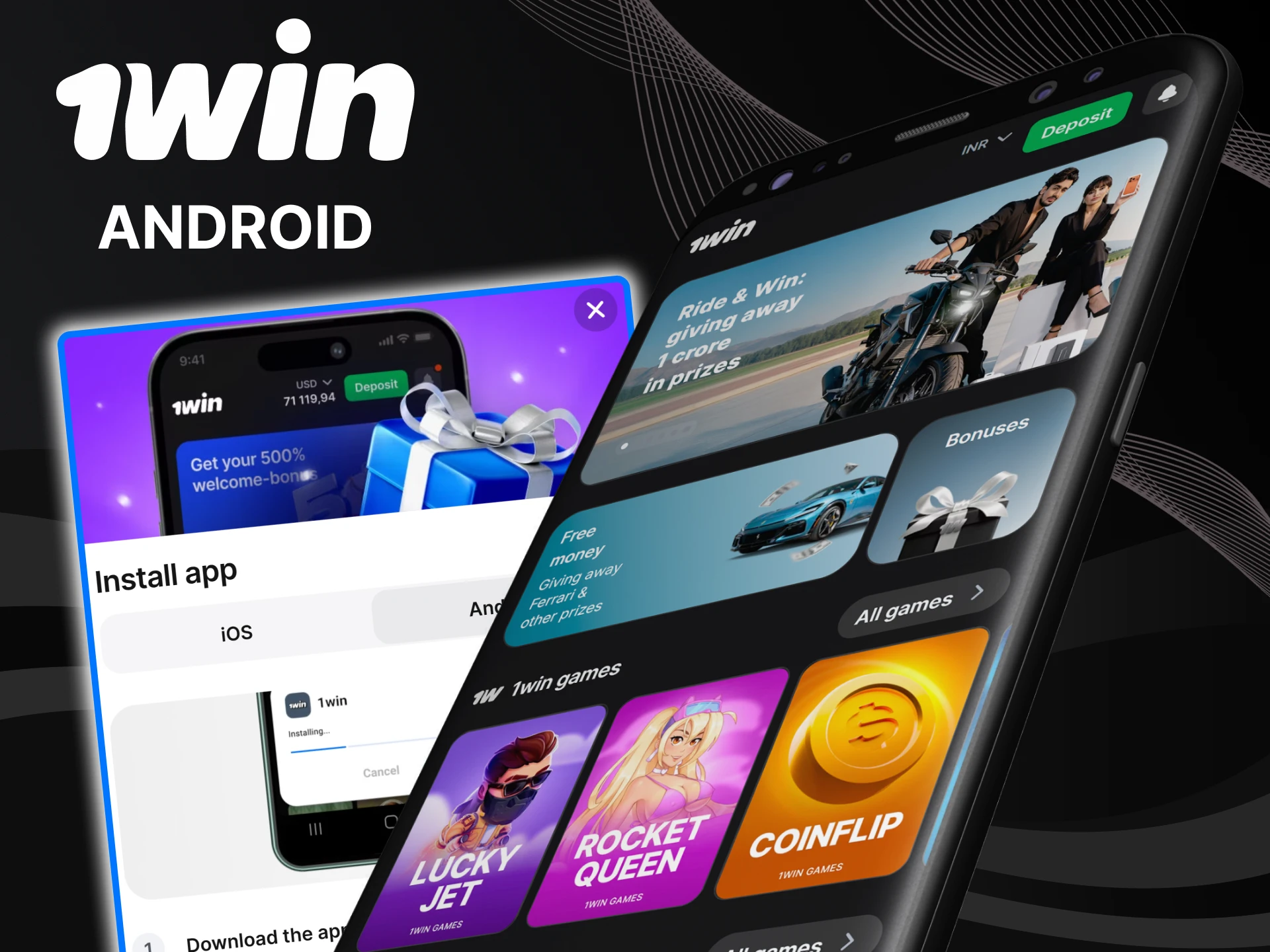 Download the 1win app for Android devices.