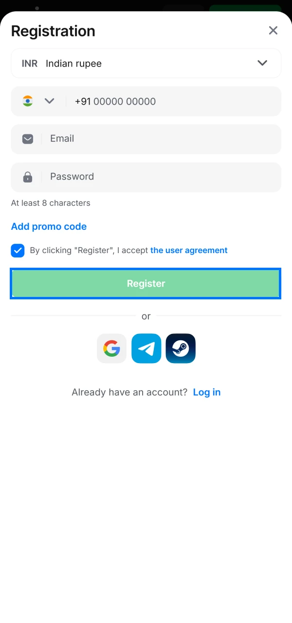 Register to play Aviator on the 1win website.