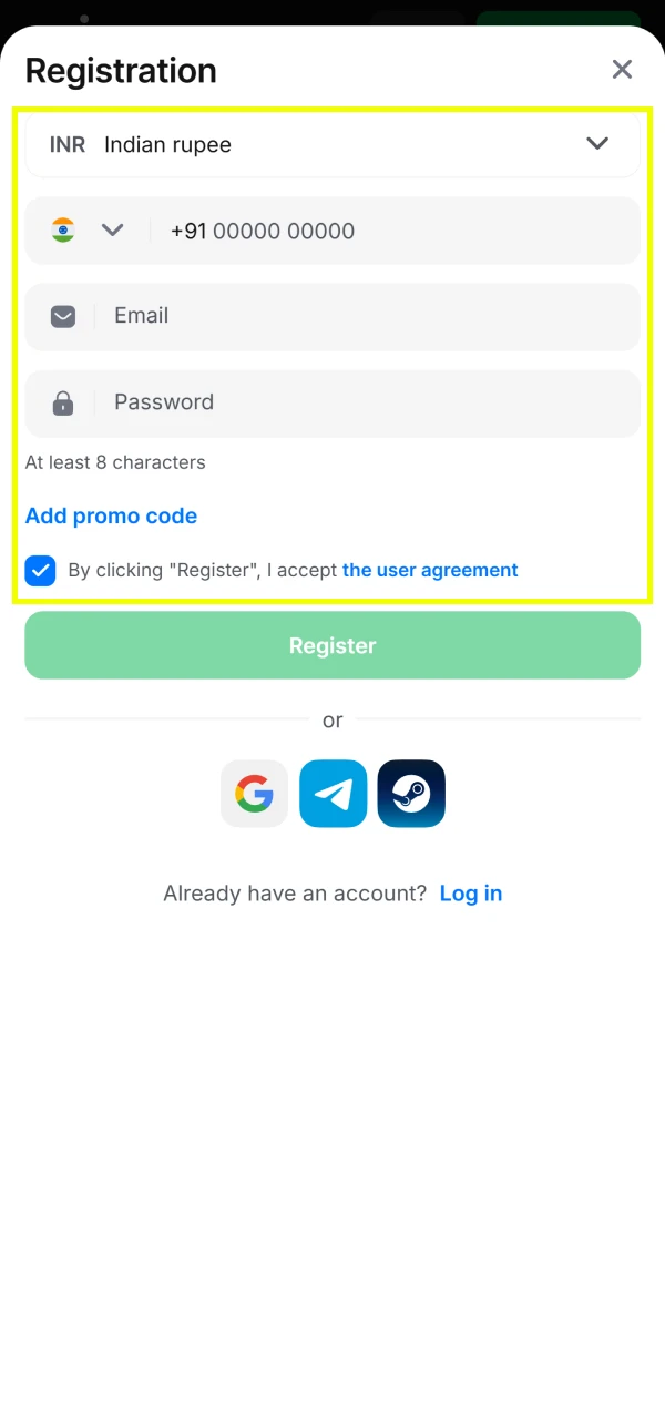 Fill in your details at the 1win registration end for cricket betting.