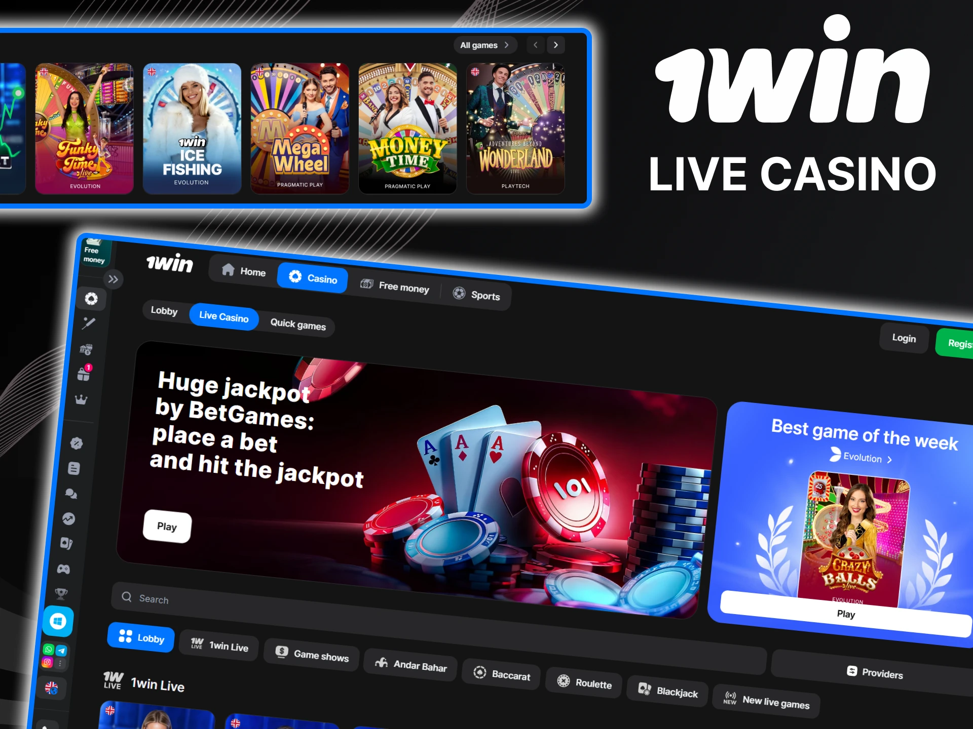 A live casino with real dealers will give you unforgettable emotions at 1win.
